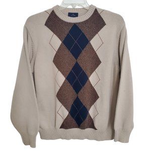 Dockers Men's Sweater Size XL Long Sleeves Brown Black Cotton Round Neck